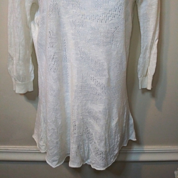 Anthropologie Floreat Ivory Cottagecore Style Crocheted Linen Blend Sweater - Picture 3 of 10